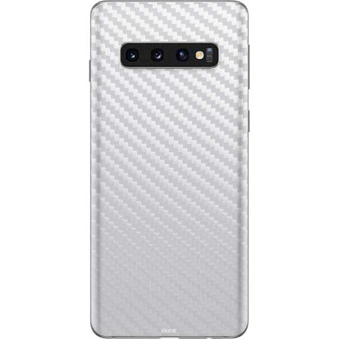 White Carbon Fiber Specialty Texture Material Galaxy S10 Skin