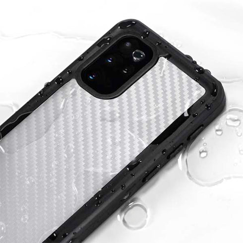 White Carbon Fiber Specialty Texture Material Galaxy S20 Plus Waterproof Case