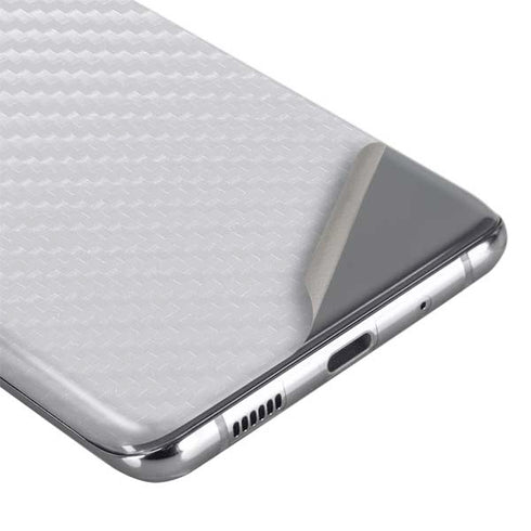 White Carbon Fiber Specialty Texture Material Galaxy S20 Skin
