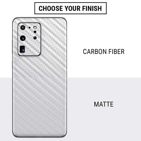 White Carbon Fiber Specialty Texture Material Galaxy S20 Ultra 5G Skin