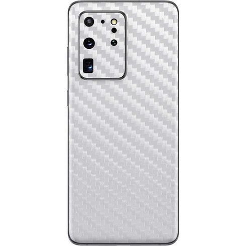 White Carbon Fiber Specialty Texture Material Galaxy S20 Ultra 5G Skin