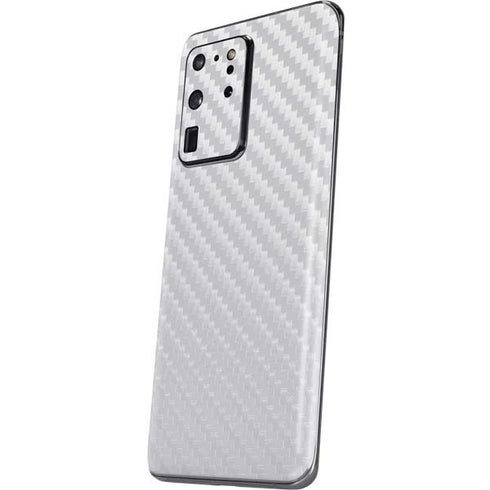 White Carbon Fiber Specialty Texture Material Galaxy S20 Ultra 5G Skin