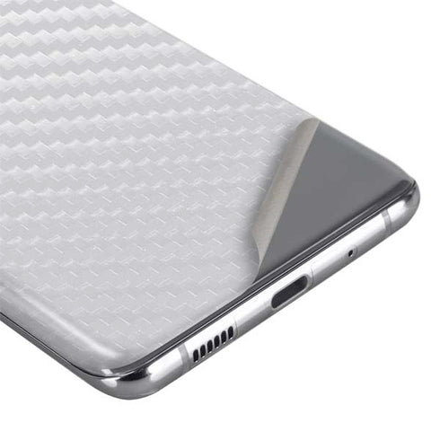 White Carbon Fiber Specialty Texture Material Galaxy S20 Ultra 5G Skin