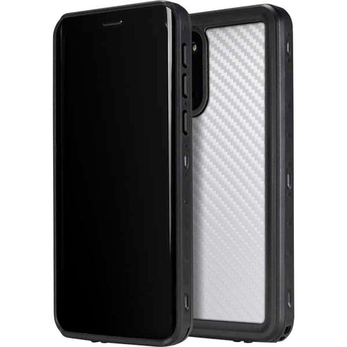 White Carbon Fiber Specialty Texture Material Galaxy S20 Waterproof Case