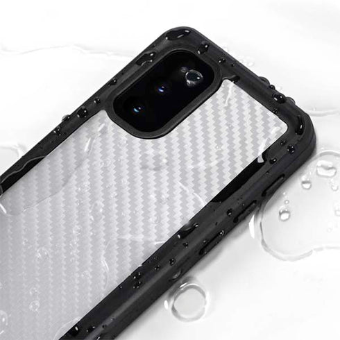 White Carbon Fiber Specialty Texture Material Galaxy S20 Waterproof Case