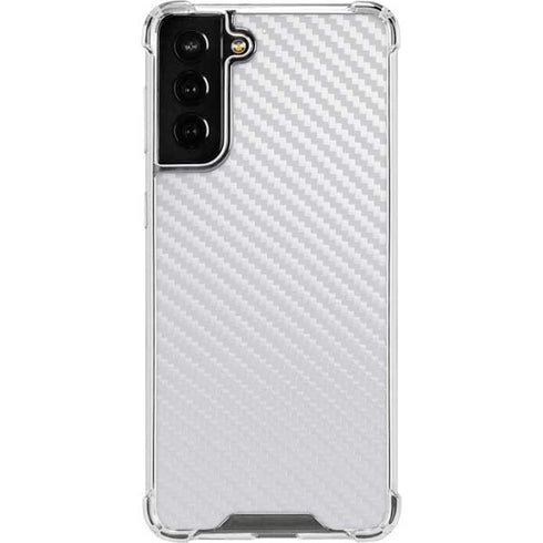 White Carbon Fiber Specialty Texture Material Galaxy S21 FE Clear Case