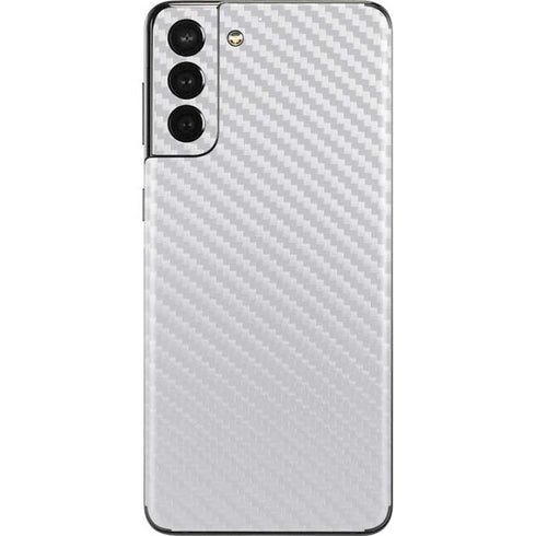 White Carbon Fiber Specialty Texture Material Galaxy S21 Plus 5G Skin