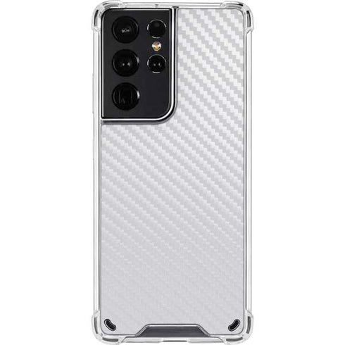 White Carbon Fiber Specialty Texture Material Galaxy S21 Ultra 5G Clear Case
