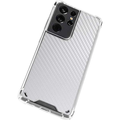 White Carbon Fiber Specialty Texture Material Galaxy S21 Ultra 5G Clear Case