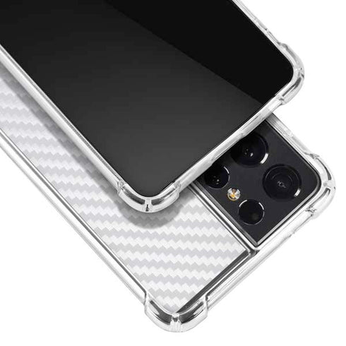 White Carbon Fiber Specialty Texture Material Galaxy S21 Ultra 5G Clear Case