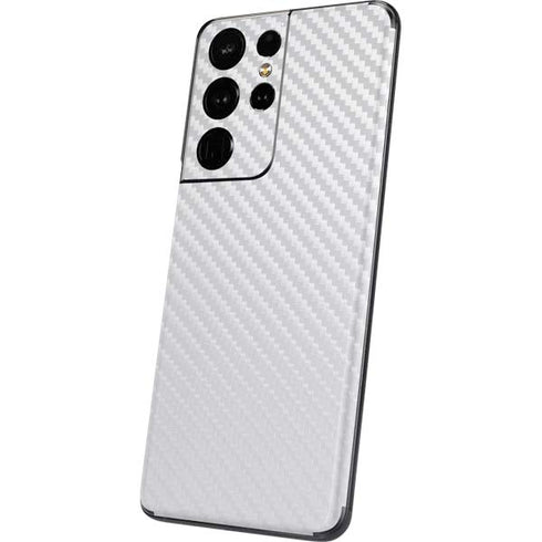 White Carbon Fiber Specialty Texture Material Galaxy S21 Ultra 5G Skin