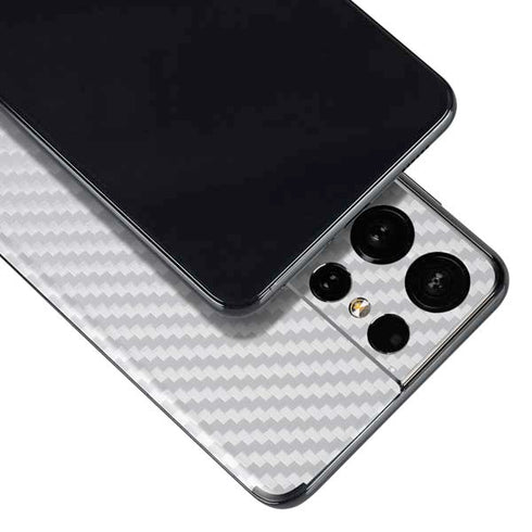 White Carbon Fiber Specialty Texture Material Galaxy S21 Ultra 5G Skin