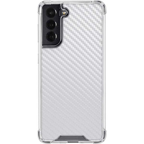 White Carbon Fiber Specialty Texture Material Galaxy S22 Clear Case