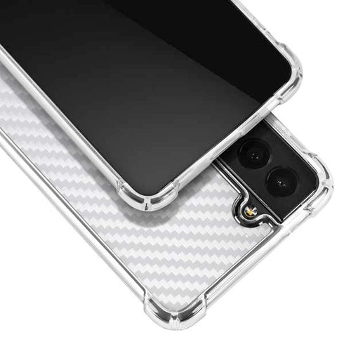 White Carbon Fiber Specialty Texture Material Galaxy S22 Plus Clear Case