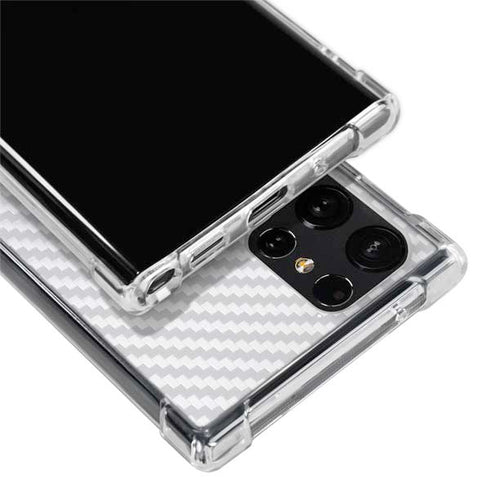 White Carbon Fiber Specialty Texture Material Galaxy S22 Ultra Clear Case