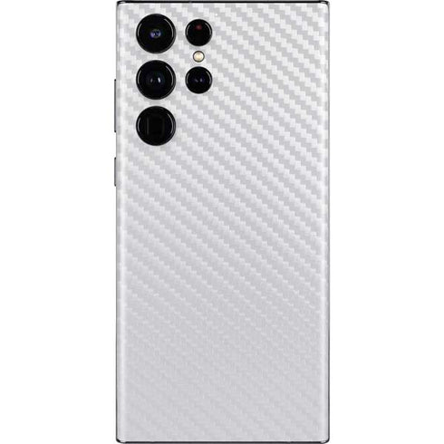 White Carbon Fiber Specialty Texture Material Galaxy S22 Ultra Skin
