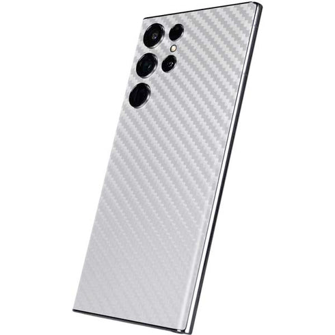 White Carbon Fiber Specialty Texture Material Galaxy S22 Ultra Skin