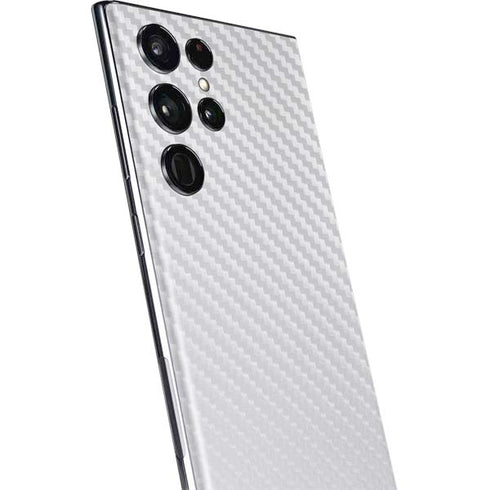 White Carbon Fiber Specialty Texture Material Galaxy S22 Ultra Skin