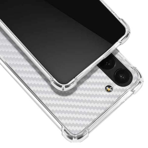 White Carbon Fiber Specialty Texture Material Galaxy S23 Clear Case