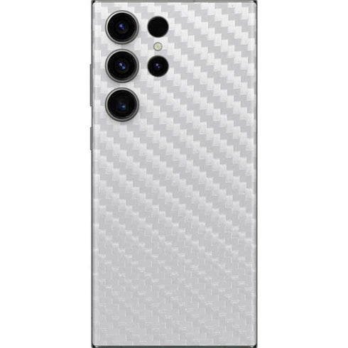 White Carbon Fiber Specialty Texture Material Galaxy S23 Ultra Skin