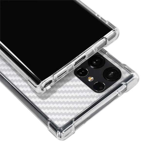 White Carbon Fiber Specialty Texture Material Galaxy S24 Ultra Clear Case