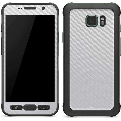 White Carbon Fiber Specialty Texture Material Galaxy S7 Active Skin