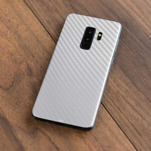 White Carbon Fiber Specialty Texture Material Galaxy S9 Plus Skin
