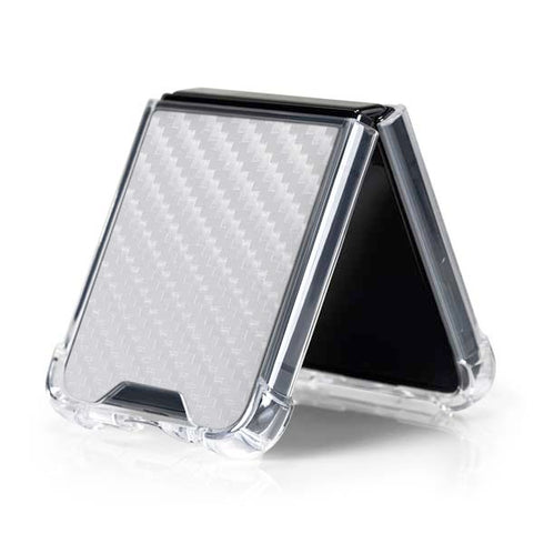 White Carbon Fiber Specialty Texture Material Galaxy Z Flip5 5G Clear Case
