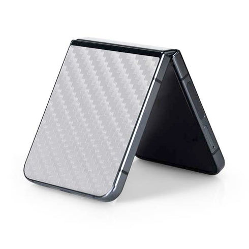 White Carbon Fiber Specialty Texture Material Galaxy Z Flip5 5G Skin