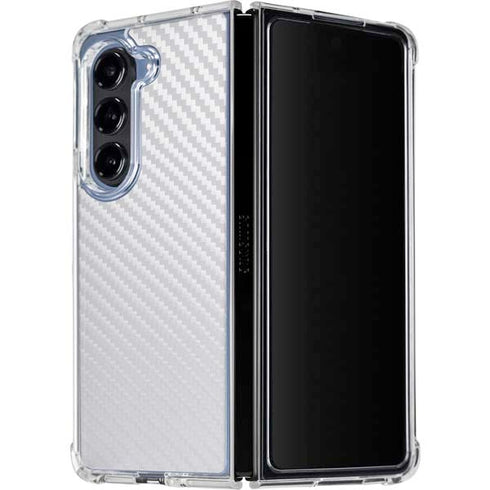 White Carbon Fiber Specialty Texture Material Galaxy Z Fold5 5G Clear Case