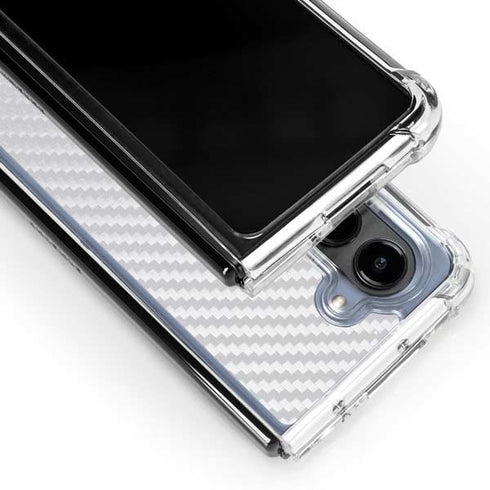 White Carbon Fiber Specialty Texture Material Galaxy Z Fold5 5G Clear Case