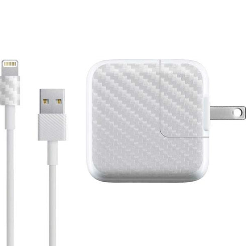 White Carbon Fiber Specialty Texture Material iPad Charger (10W USB) Skin