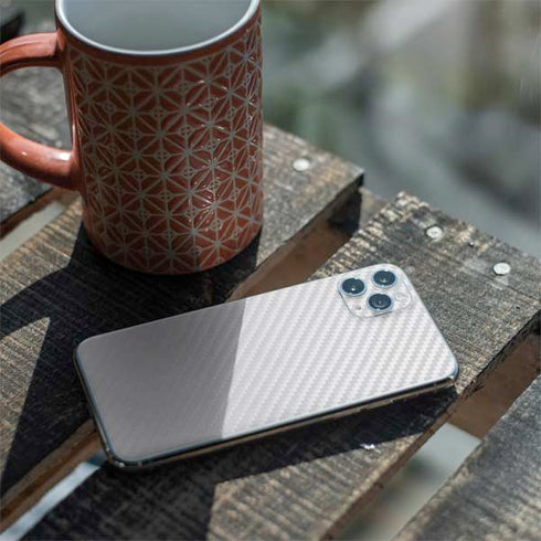 White Carbon Fiber Specialty Texture Material iPhone 11 Pro Max Skin