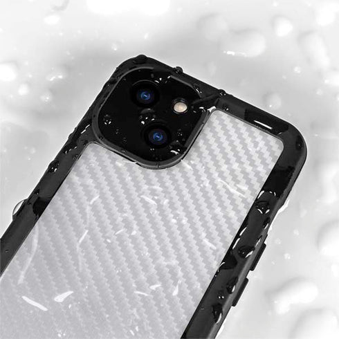 White Carbon Fiber Specialty Texture Material iPhone 13 Mini Waterproof Case
