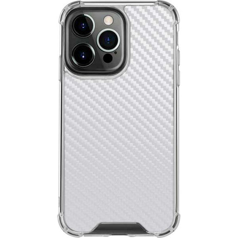 White Carbon Fiber Specialty Texture Material iPhone 13 Pro Clear Case