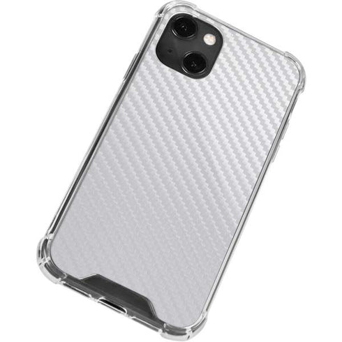 White Carbon Fiber Specialty Texture Material iPhone 14 Plus Clear Case