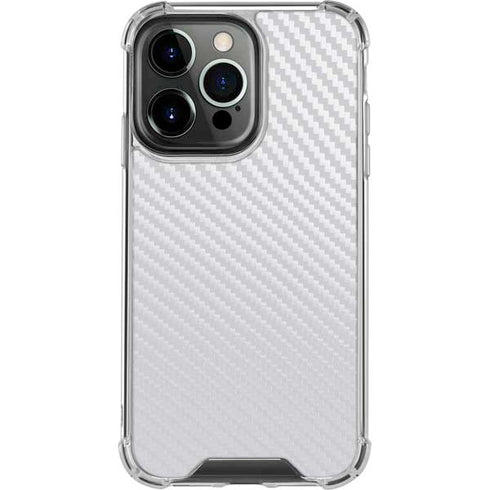 White Carbon Fiber Specialty Texture Material iPhone 14 Pro Clear Case