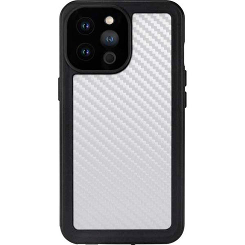 White Carbon Fiber Specialty Texture Material iPhone 14 Pro Max Waterproof Case