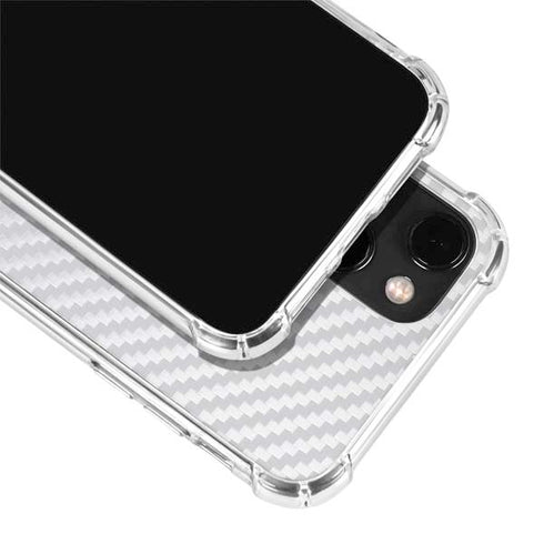 White Carbon Fiber Specialty Texture Material iPhone 15 Plus Clear Case