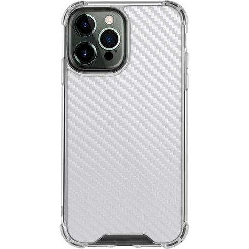 White Carbon Fiber Specialty Texture Material iPhone 15 Pro Max Clear Case