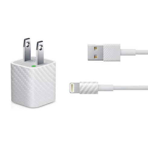 White Carbon Fiber Specialty Texture Material iPhone Charger (5W USB) Skin
