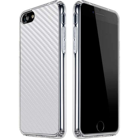 White Carbon Fiber Specialty Texture Material iPhone SE (2nd & 3rd Gen) Clear Case