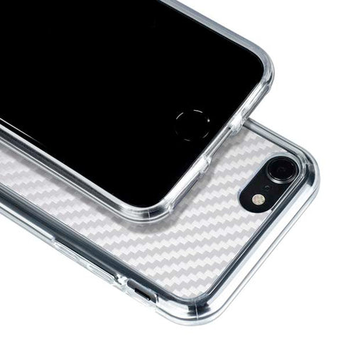 White Carbon Fiber Specialty Texture Material iPhone SE (2nd & 3rd Gen) Clear Case