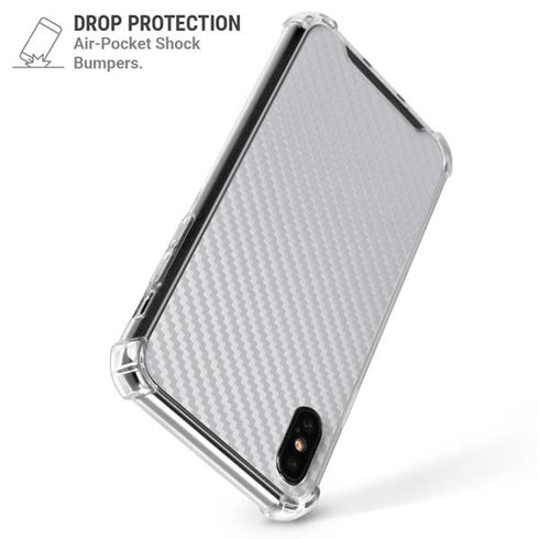 White Carbon Fiber Specialty Texture Material iPhone X/XS Clear Case