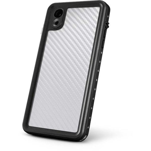White Carbon Fiber Specialty Texture Material iPhone XR Waterproof Case