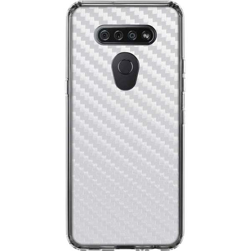 White Carbon Fiber Specialty Texture Material LG K51/Q51 Clear Case