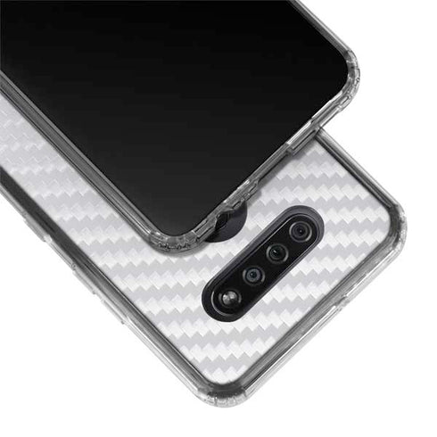 White Carbon Fiber Specialty Texture Material LG K51/Q51 Clear Case