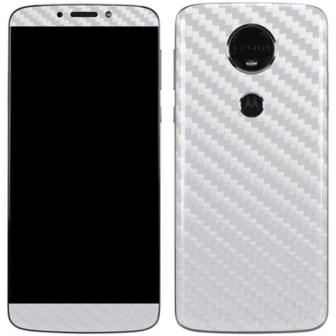 White Carbon Fiber Specialty Texture Material Moto E5 Plus Skin