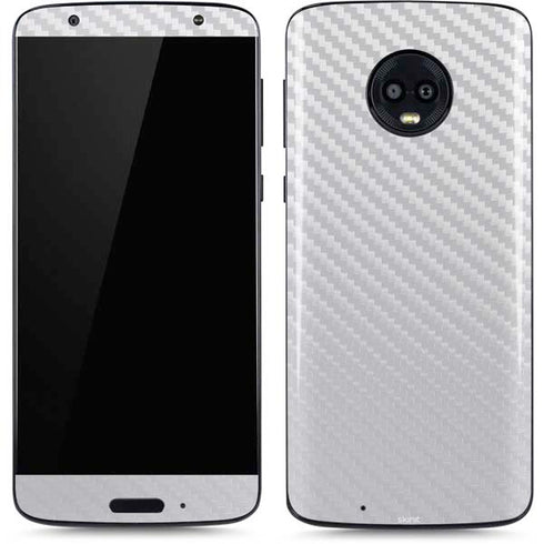 White Carbon Fiber Specialty Texture Material Moto G6 Skin