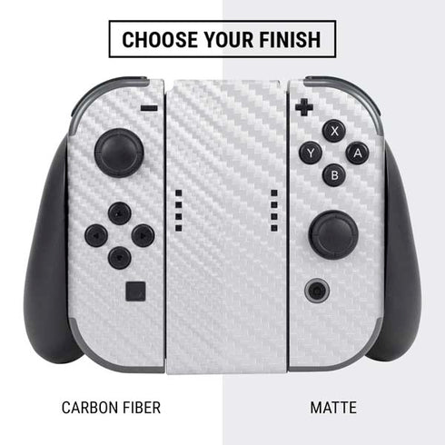 White Carbon Fiber Specialty Texture Material Nintendo Switch Bundle Skin